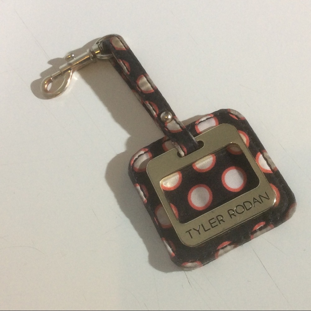 Tyler Rodan Bag Charm Black Red Circle Print Clasp